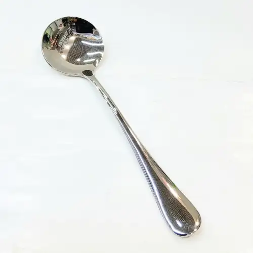 #1010201-SS10; Stainless steel soup spoon 15.8cm