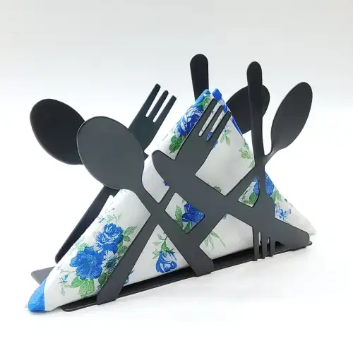 #28001; Metal napkin holder - cutlery shapes design