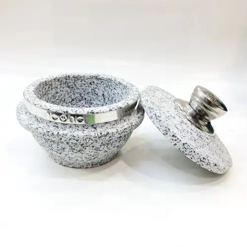 #5RYB1275; Stone pot with lid 12x7.5cm