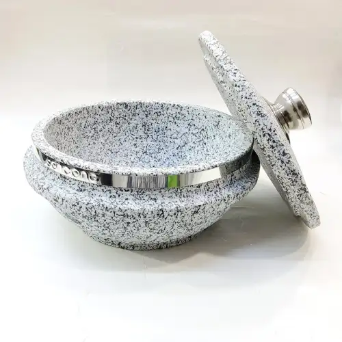 #5RYB2009; Stone pot with lid 20x9cm