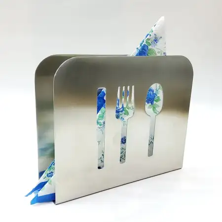 #60763; Stainless steel napkin holder..
