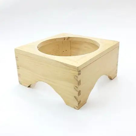 #6MFJ1675; Wooden stone bowl stand 16x7...