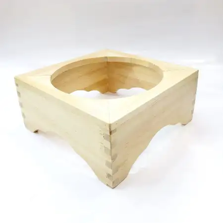 #6MFJ1875; Wooden stone bowl stand 18x7...