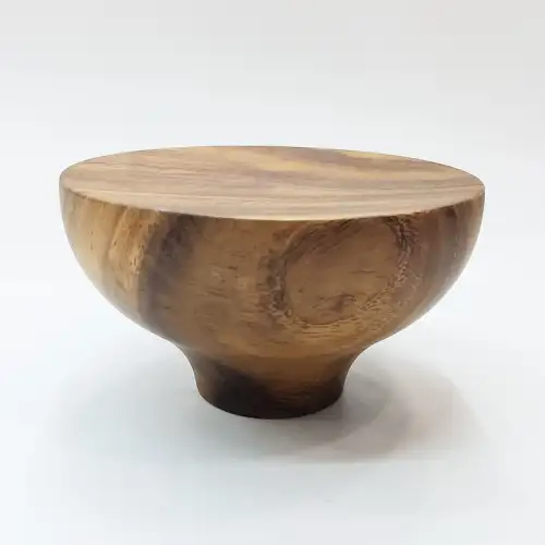 #AC155W; Wooden pedestal bowl 15.5cm  
