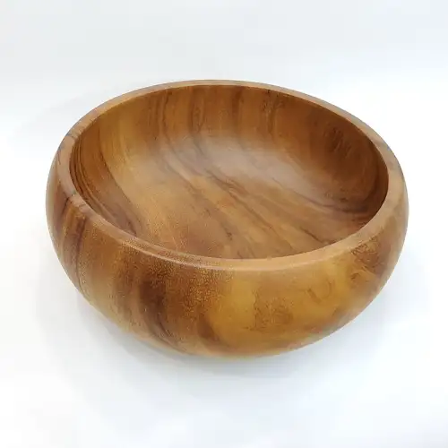 #AC215100W; Acacia wood bowl Dia. 21.5cm