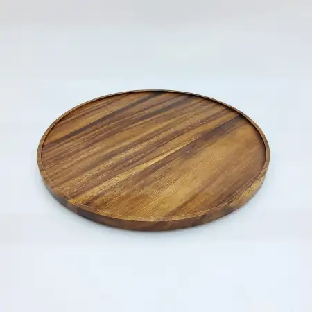 #AC320R; Acacia wood round tray 32cm..