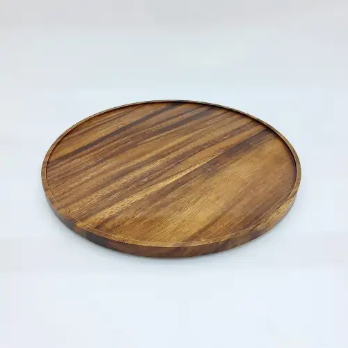 #AC320R; Acacia wood round tray 32cm