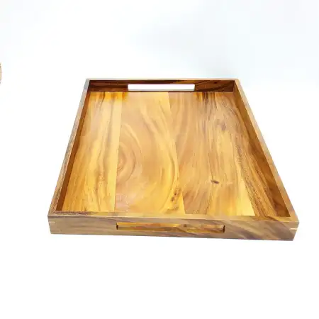 #AC609455K; Acacia wood tray 60.9x45.5cm..