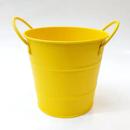 #B010A-Y; Metal bucket round 11.5cm Yell..