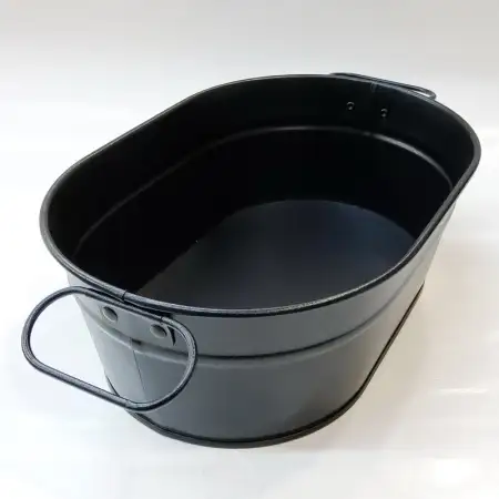 #B178-BK; Metal bucket oval 22.5cm black..