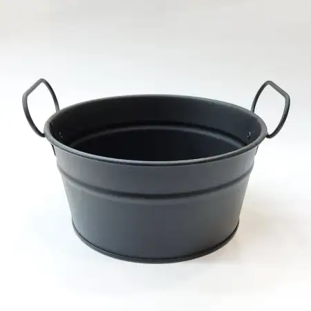 #B232-BK; Metal bucket round 15cm black..