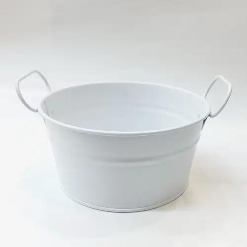 #B232-WT; Metal bucket round 15cm White