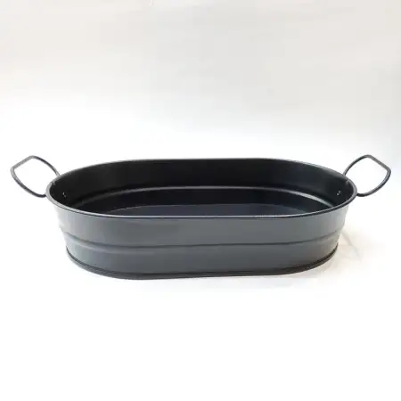 #B267-BK; Metal bucket 24x15x5cm oval Bl..