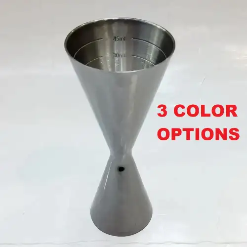 #BG3343; Stainless steel jigger 30ml and 60ml