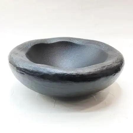 #BS1805-BK; Ceramic rock bowl 8 inches..