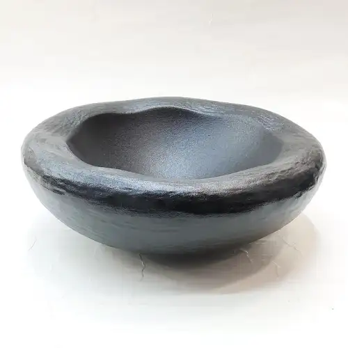 #BS1805-BK; Ceramic rock bowl 8 inches