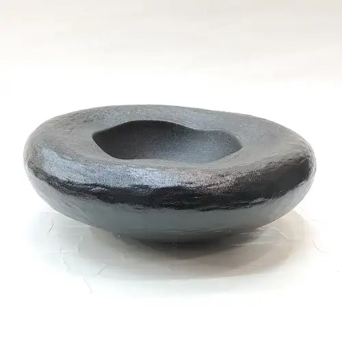 #BS1812-BK; Ceramic rock bowl 7 inches