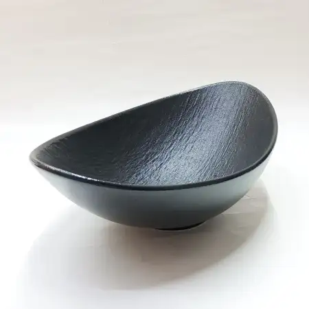 #BS5286-BK; Ceramic moon shape bowl 21.5..