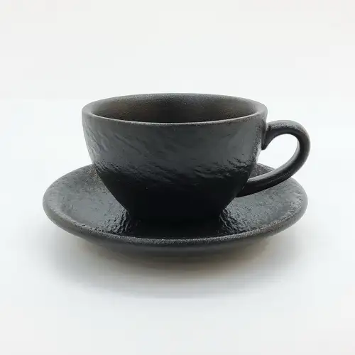 #BSEG200-BK; Ceramic coffee cup with saucer 215ml