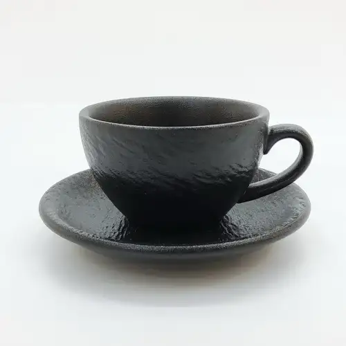#BSEG250-BK; Ceramic coffee cup with saucer 260ml #BK  