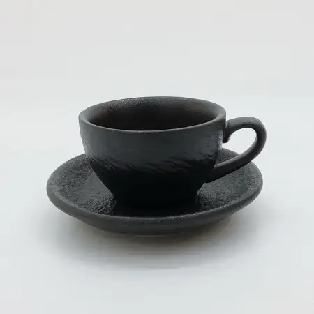 #BSEG90-BK; Ceramic coffee cup with sauc..