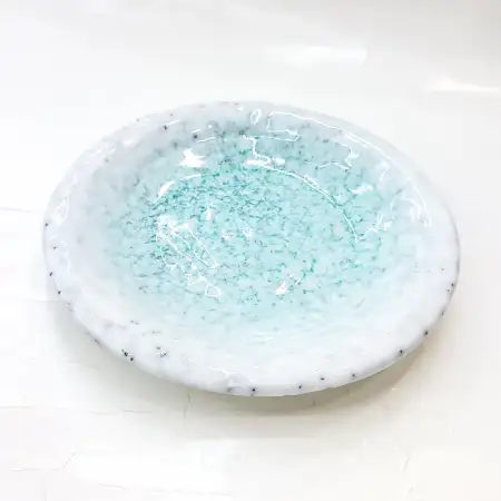 #BY-0372C; Ceramic deep round plate 7.75..