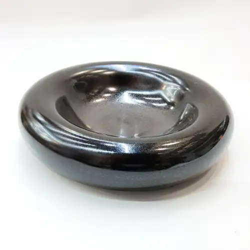 #BY-3199BK; Ceramic donut shape bowl 9.5 inches