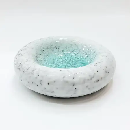 #BY-3359C; Ceramic donut shape bowl 6.25..