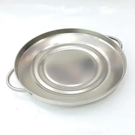 #GBL28; Metal tray with handle round 27...