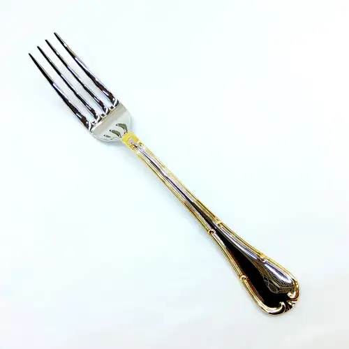 #HM9948; Stainless steel table fork w. golden color
