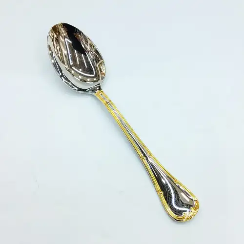 #HM9955; Stainless steel table spoon w. golden color