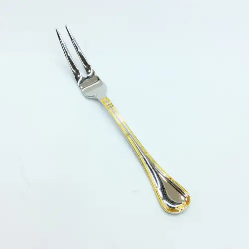 #HM9986; Stainless steel fruit fork w. golden color