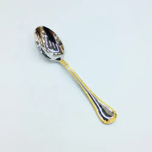 #HM9993; Stainless steel coffee spoon w. golden color