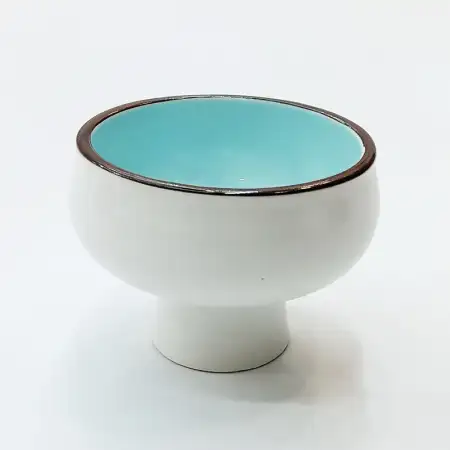 #HN0696-BW; Ceramic dessert bowl w. stan..