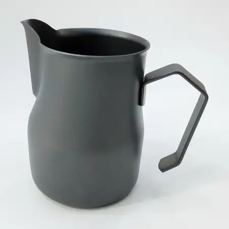 #IMC-650BK; Stainless steel milk pitcher..