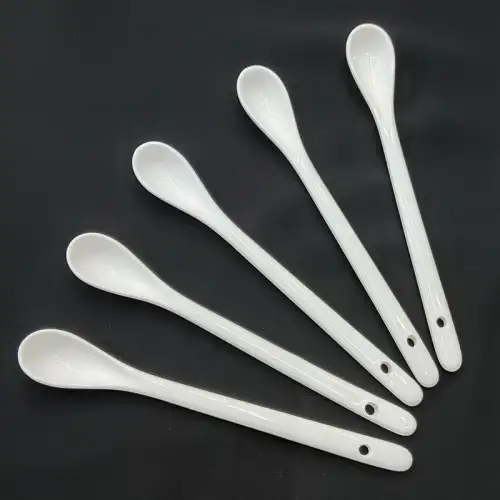 #KFS1; Ceramic white coffee spoon 1x6