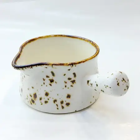 #KK1066-WT; Ceramic cream pot with handl..