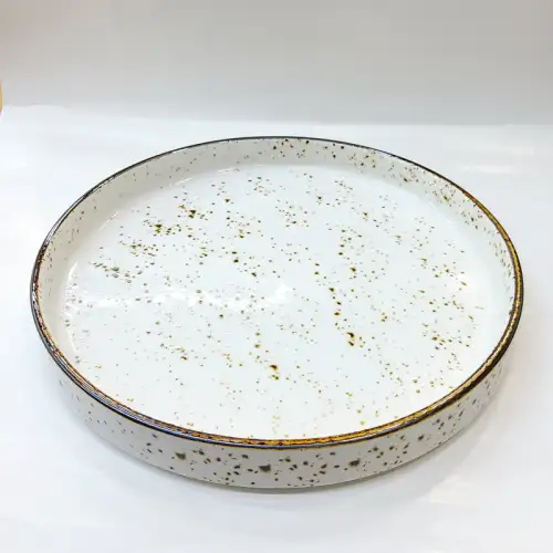 #KK1080-WT; Ceramic 12 inches deep plate 