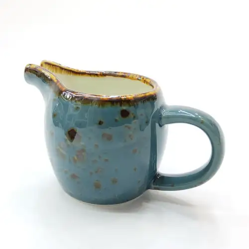 #KK1210-BL; Ceramic cream pot with handle 4 inches