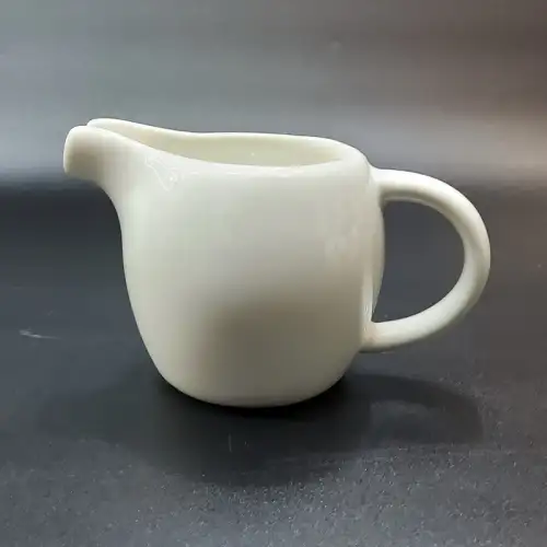 #KK1210-CW; Ceramic cream pot with handle 4 inches