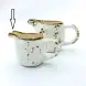 #KK1227-WT; Ceramic cream pot with handle 3.25 inches