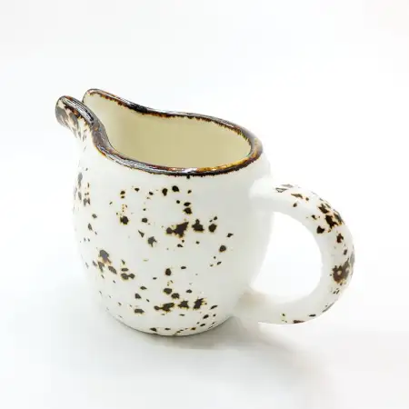 #KK1227-WT; Ceramic cream pot with handl..