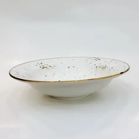 #KK1258-WT; Ceramic deep plate 7.5 inche..