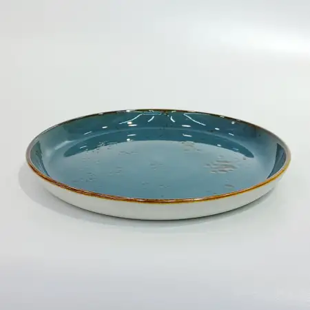 #KK1319-BL; Ceramic round plate 8 inches..