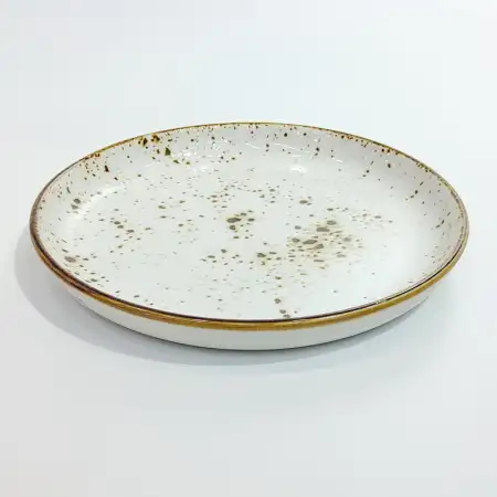 #KK1319-WT; Ceramic round plate 8 inches..