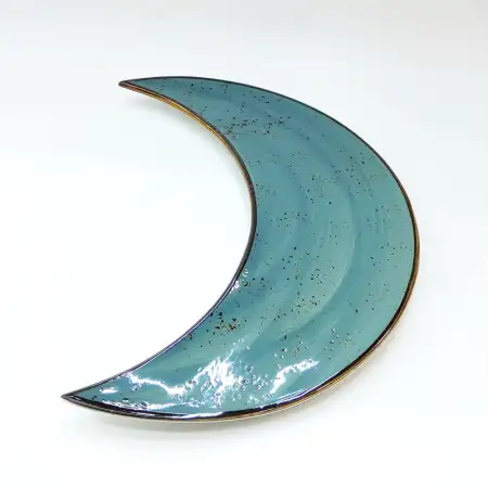 #KK2605-BL; Ceramic 10 inches moon plate..