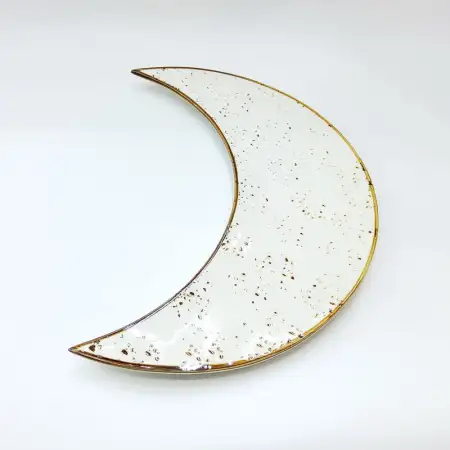 #KK2605-WT; Ceramic 10 inches moon plate..
