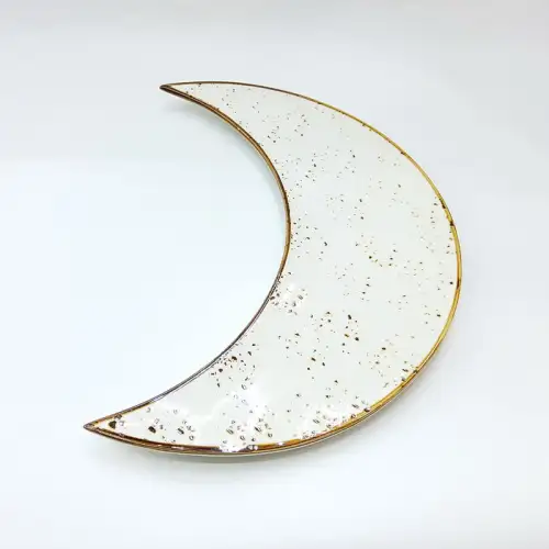 #KK2605-WT; Ceramic 10 inches moon plates