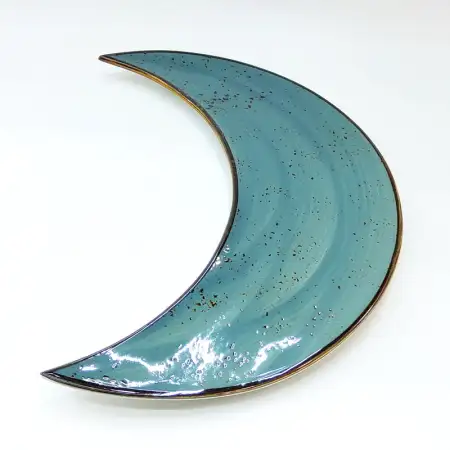 #KK2612-BL; Ceramic 12 inches moon plate..