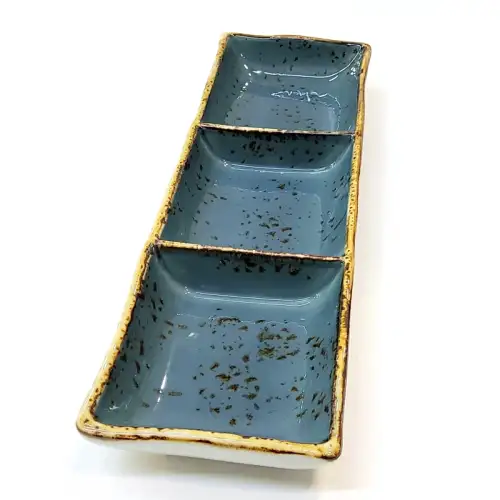 #KK2940-BL; Ceramic 9 inches sauce dish 1x3